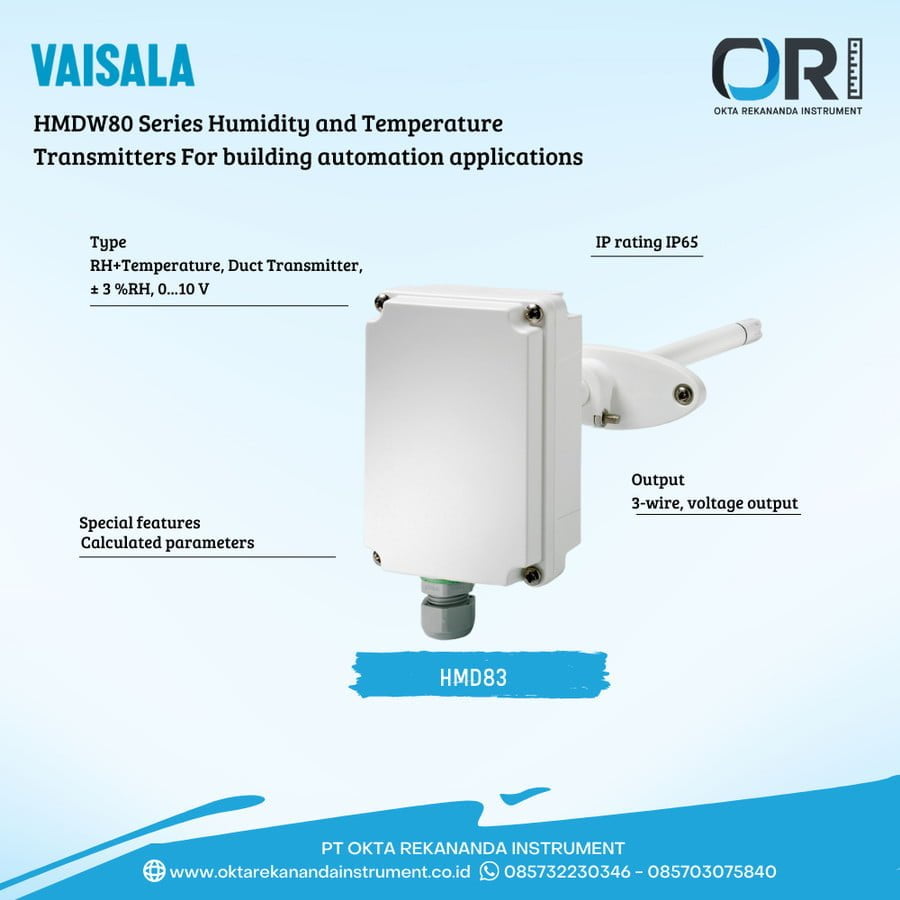 VAISALA HMD83 RH+T Duct Transmitter, ± 3 %RH, 0…10 V