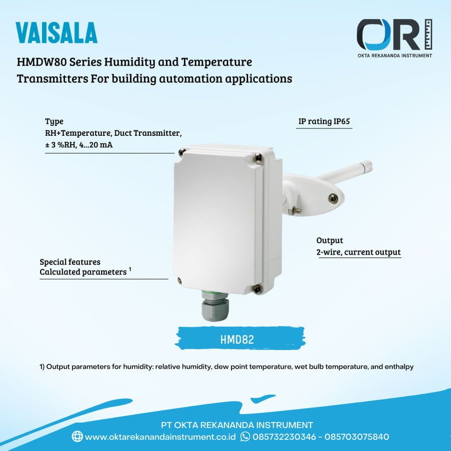 VAISALA HMD82 RH+T Duct Transmitter, ± 3 %RH, 4...20 mA PRE ORDER 4-8 WEEKS